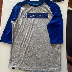Boys baseball shirt. New. SizeYouth Medium. 3/4 sleeve. 100% polyester.